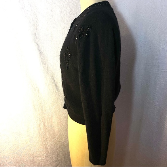 Vintage hand beaded S/M black sweater EUC - Picture 5 of 8